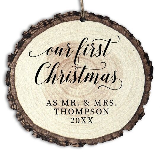 Our First Christmas Faux Wood Ornament